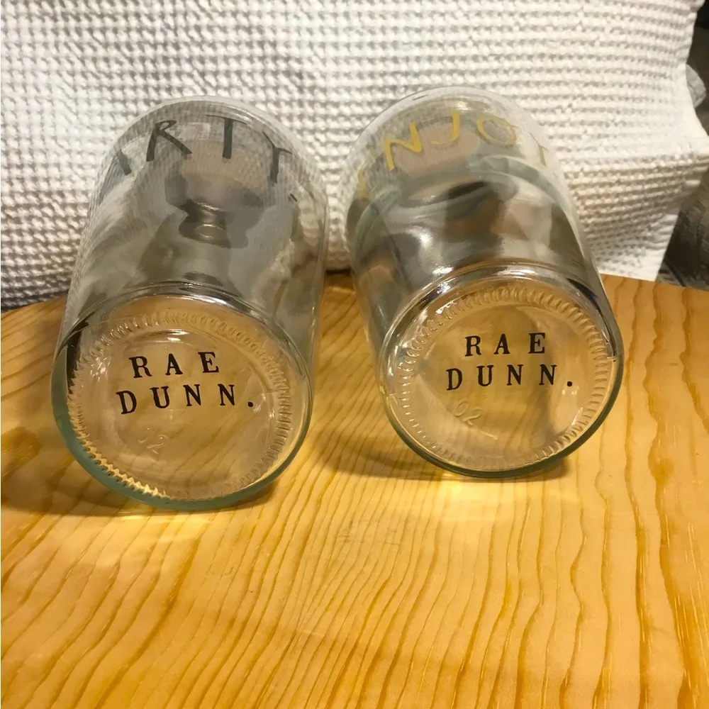🍸Rae Dunn Cocktail Shaker Shake Party and Enjoy Clear Glass & Metal Lot 2